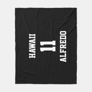 Sports Customised Black White Team Colours Fleece Blanket