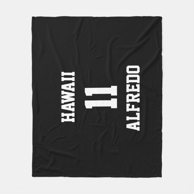 Sports Customised Black White Team Colours Fleece Blanket (Front)