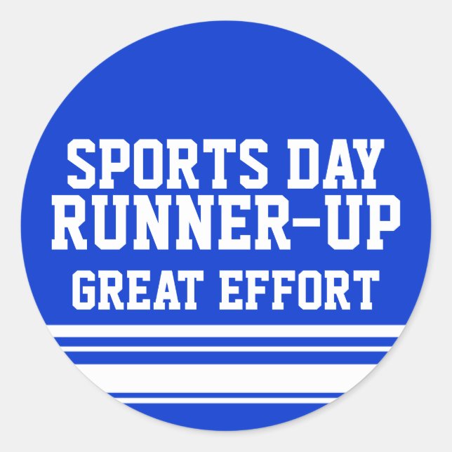 Sports day runner-up great effort sticker blue (Front)