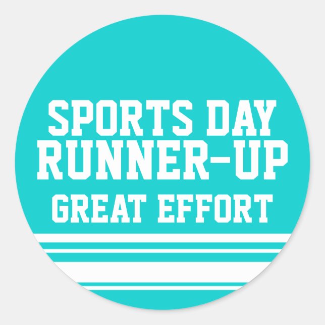 Sports day runner-up great effort sticker teal (Front)