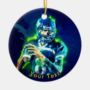 SPORTS Electrified Football Quarterback Ceramic Tree Decoration