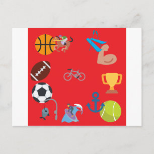 sports emoji postcard