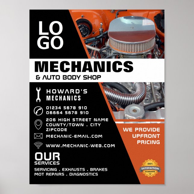 Sports Engine, Auto Mechanic & Repairs Advertising Poster (Front)