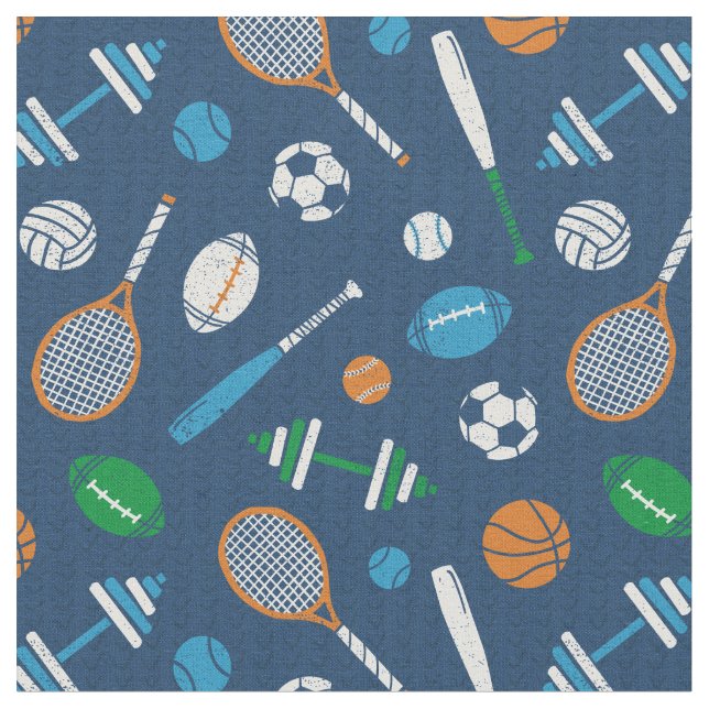 Sports Equipment on dark blue Fabric (Close Up)