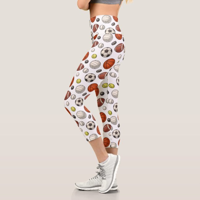 Sports Equipment Pattern Capri Leggings (Left)