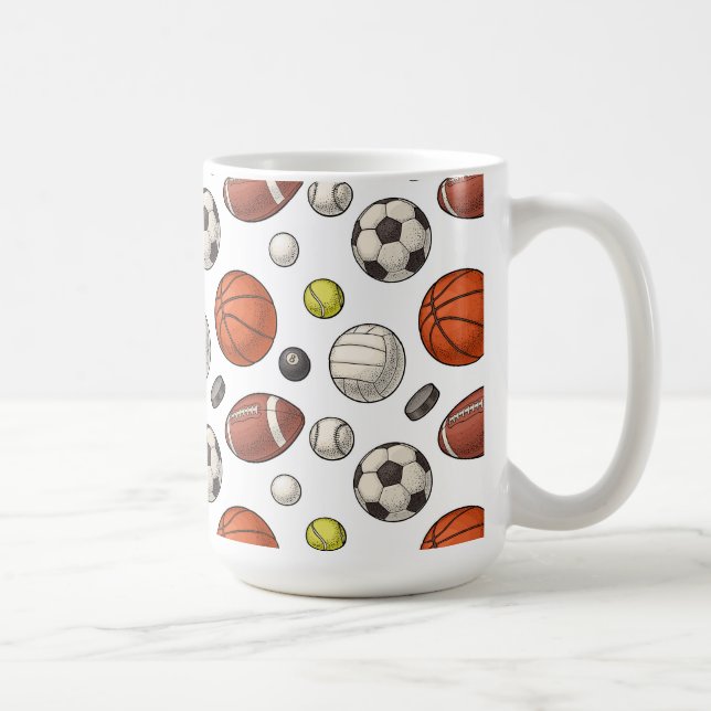Sports Equipment Pattern Coffee Mug (Right)