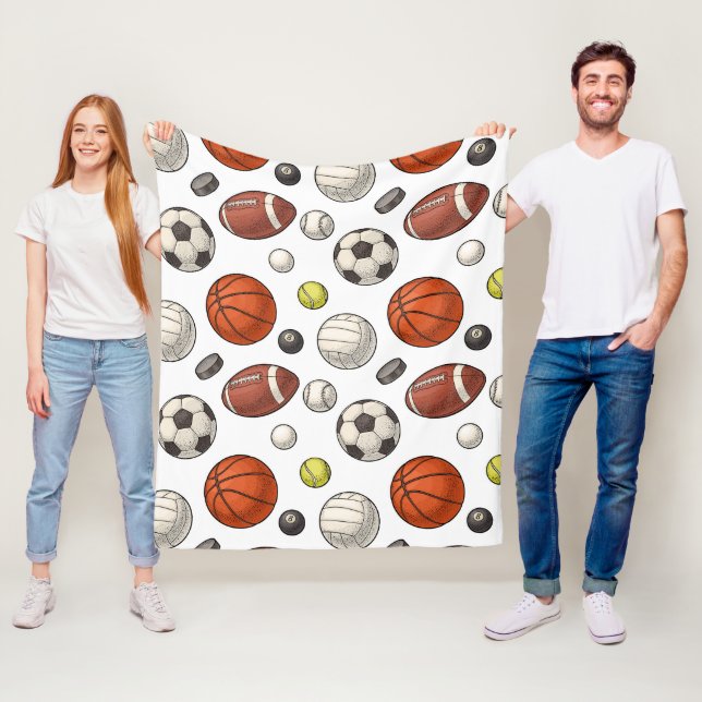 Sports Equipment Pattern Fleece Blanket (In Situ)