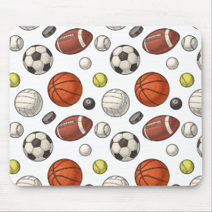 Sports Equipment Pattern Mouse Mat