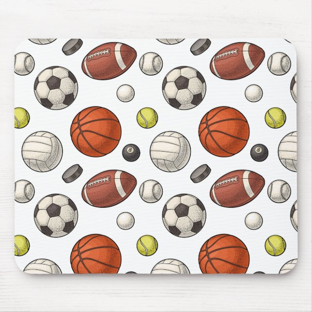 Sports Equipment Pattern Mouse Mat (Front)