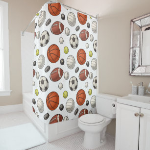Sports Equipment Pattern Shower Curtain