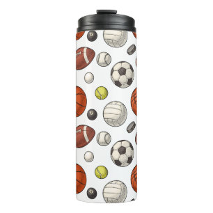 Sports Equipment Pattern Thermal Tumbler