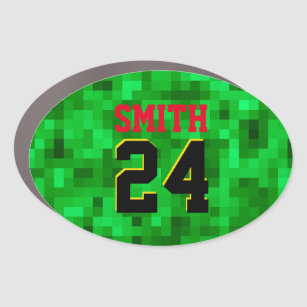 Sports Fan Club Number Name Green Grass Car Magnet