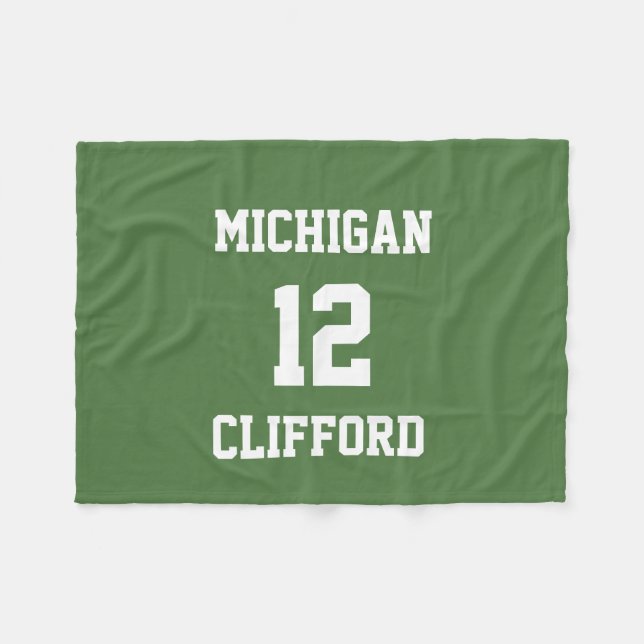 Sports Fan Customised Fern Green Fleece Blanket (Front (Horizontal))
