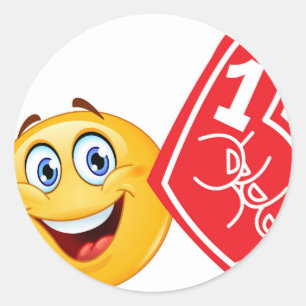 sports fan emoji classic round sticker