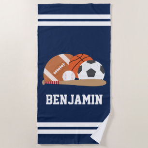 Sports Fan Personalised Kids Beach Towel