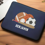 Sports Fan Personalised Kids Laptop Sleeve<br><div class="desc">Sports Fan Personalised design.</div>