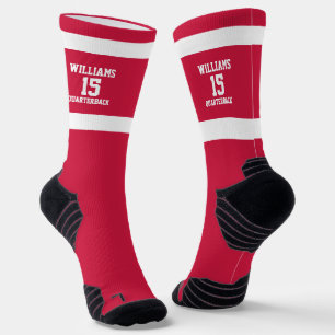 Sports Fan Red and Black Crew Socks