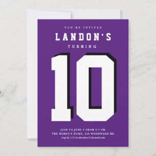 Sports fanatic kids birthday party invitation