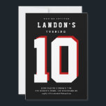Sports fanatic kids birthday party invitation<br><div class="desc">The perfect invitation for the sports enthusiast. Use your child's favourite team colours to coordinate their birthday party with large age and editable type. All elements of this invitation are completely customisable from font style, size, colour and placement to background colours. Transform any party into a sporting event worthy of...</div>