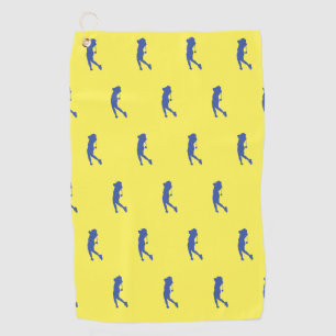 Sports Female Blue Golfer Silhouette Golf Towel
