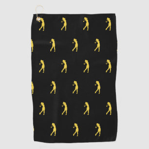 Sports Female Gold Golfer Silhouette Golf Towel