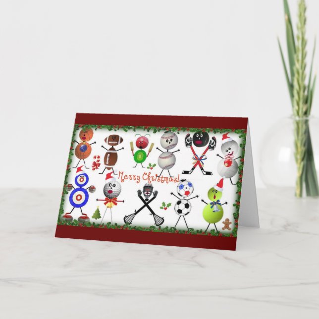 Sports Filled Merry Christmas Holiday Card (Front)