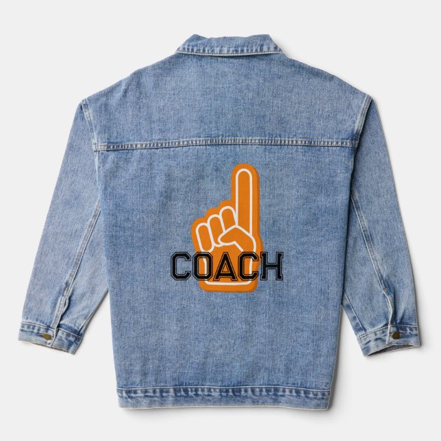 Sports Finger Orange Team COACH Fun Her Denim Jacket (Back)