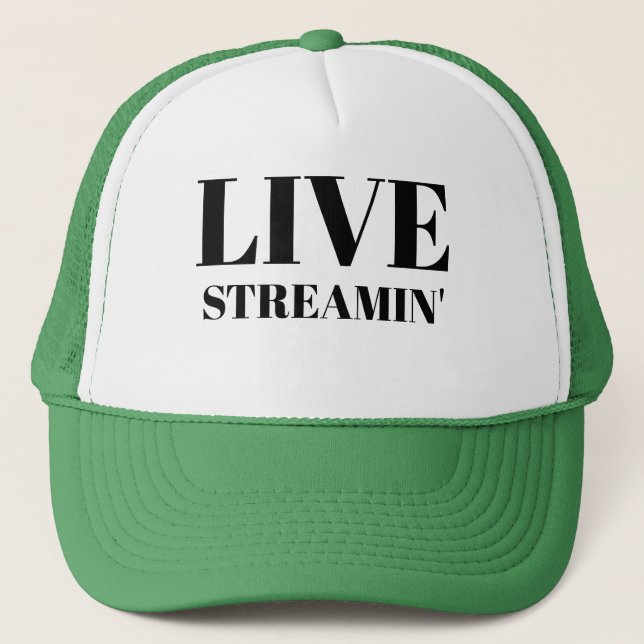 Sports Fishing Dad's Baseball LIVE STREAMIN' Lucky Trucker Hat (Front)