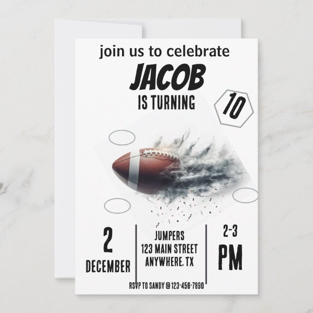 Sports Flying Football Birthday Invitation (Front)