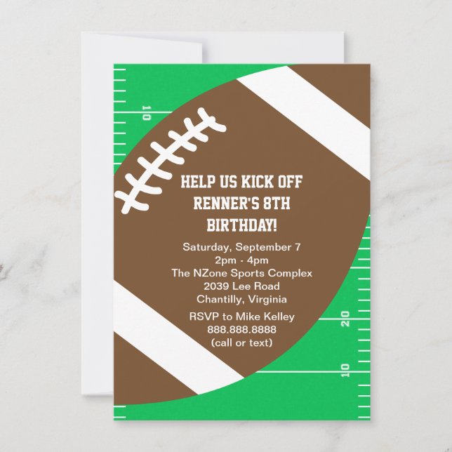 Sports Football Birthday Party Invitation (Front)