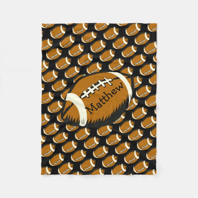 Sports Football Black and Brown Fleece Blanket (Front)