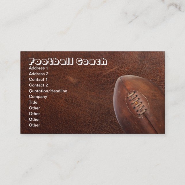 Sports Football Coach, or Team Player Business Card (Front)