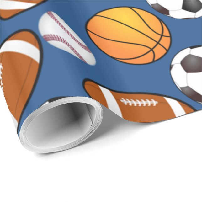 Sports football soccer baseball basketball Pattern Wrapping Paper (Roll Corner)