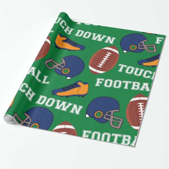 SPORTS Football Touch Down Fun Colourful Pattern Wrapping Paper