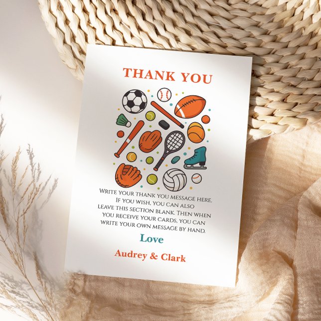 Sports Game Time All-Star Birthday | Kids Sport Thank You Card (Sports Game Time All-Star Birthday | Kids Sport thank you card)