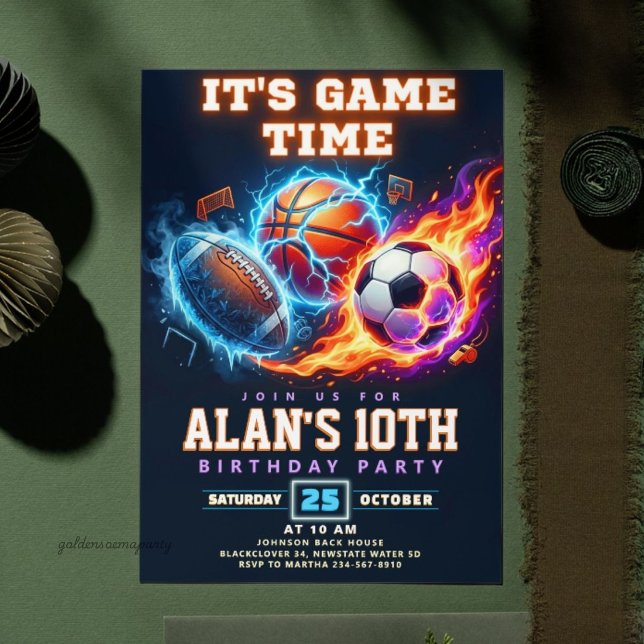 Sports Game Time Birthday Party - All Element Invitation (Sports Game Time Birthday Party - All Element Invitation
)