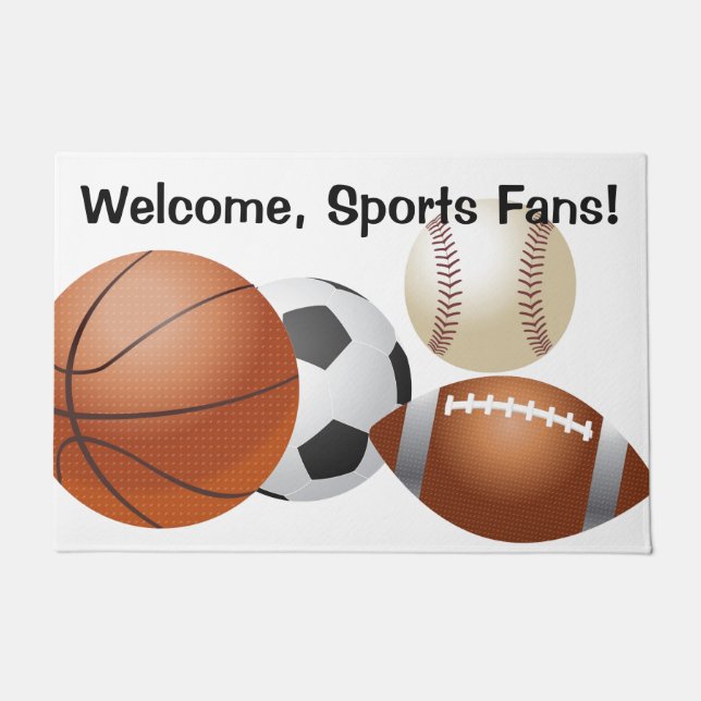 Sports Gameday Teams Balls Playoffs Doormat (Front)