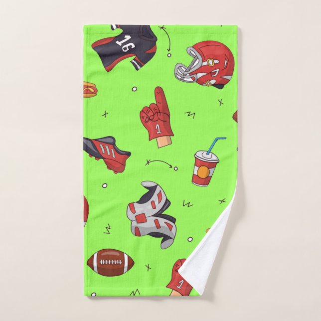 Sports gear on green hand towel (Hand Towel)