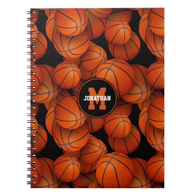 sports gifts boys girls personalized basketball  notebook (Front)