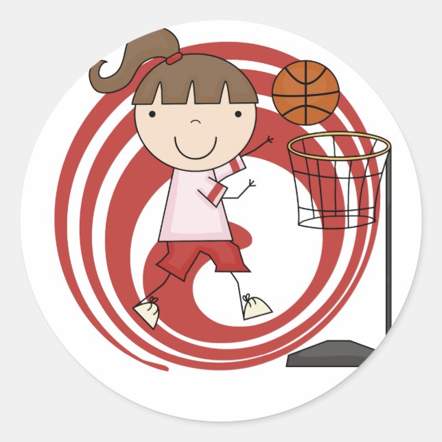 Sports Girl - Basketball Tshirts and Gifts Classic Round Sticker (Front)