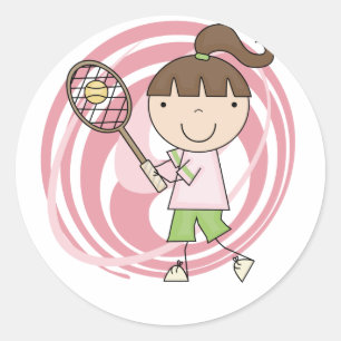 Sports Girl Tennis Tshirts and Gifts Classic Round Sticker