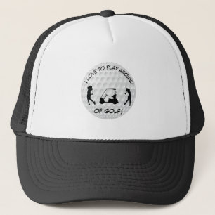 Sports Golf Ball Black Silhouette Femalet Trucker Hat