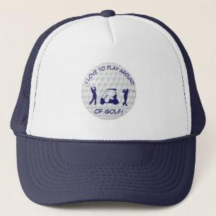 Sports Golf Ball Navy Silhouette Trucker Hat