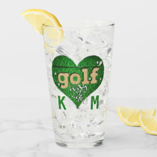 Sports Golf Lover WAY OF LIFE Quote Monogram Glass