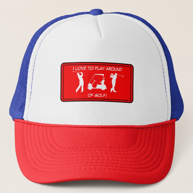 Sports Golf White Silhouette Trucker Hat (Front)