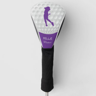 Sports Golfer Female Purple Silhouette Golf Head Cover