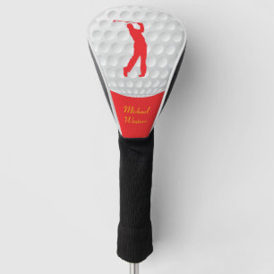 Sports Golfer Male red Silhouette Golf Head Cover