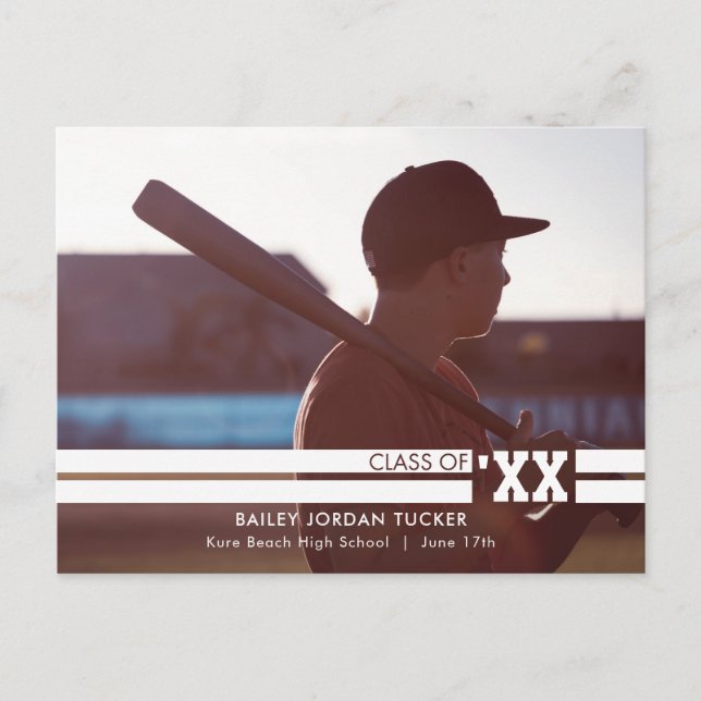 Sports Graduate Full-Photo Announcement Postcard (Front)