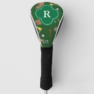 Sports Green Golf Equipment Pattern Monogram Golf Head Cover