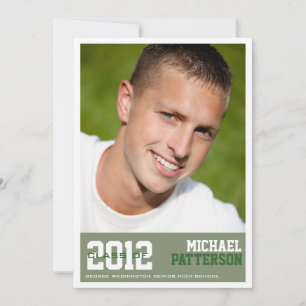 Sports Guy Photo Graduation Party Invitation Green